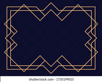 Art deco frame. Vintage linear border. Design a template for invitations, leaflets and greeting cards. The style of the 1920s and 1930s. Vector illustration