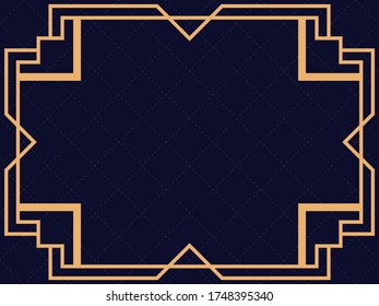 Art deco frame. Vintage linear border. Design a template for invitations, leaflets and greeting cards. The style of the 1920s and 1930s. Vector illustration