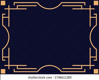 Art deco frame. Vintage linear border. Design a template for invitations, leaflets and greeting cards. The style of the 1920s and 1930s. Vector illustration