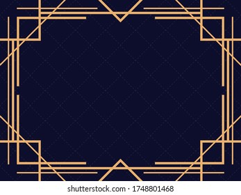 Art deco frame. Vintage linear border. Design a template for invitations, leaflets and greeting cards. The style of the 1920s and 1930s. Vector illustration