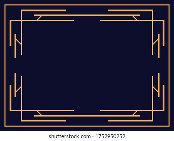 Art deco frame. Vintage linear border. Design a template for invitations, leaflets and greeting cards. The style of the 1920s and 1930s. Vector illustration