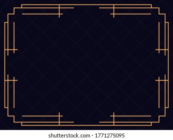 Art deco frame. Vintage linear border. Design a template for invitations, leaflets and greeting cards. The style of the 1920s and 1930s. Vector illustration