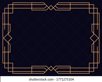 Marco Art Déco. Borde lineal vintage. Diseñar una plantilla para invitaciones, folletos y tarjetas de felicitación. El estilo de los años 20 y 30 Ilustración del vector