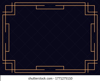 Art deco frame. Vintage linear border. Design a template for invitations, leaflets and greeting cards. The style of the 1920s and 1930s. Vector illustration