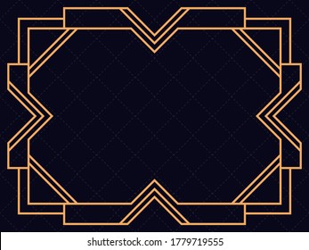 Art deco frame. Vintage linear border. Design a template for invitations, leaflets and greeting cards. The style of the 1920s and 1930s. Vector illustration