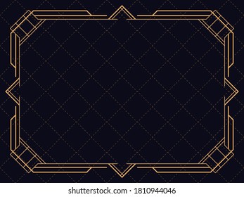 Art deco frame. Vintage linear border. Design a template for invitations, leaflets and greeting cards. The style of the 1920s - 1930s. Vector illustration	