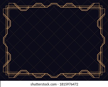 Art deco frame. Vintage linear border. Design a template for invitations, leaflets and greeting cards. The style of the 1920s - 1930s. Vector illustration