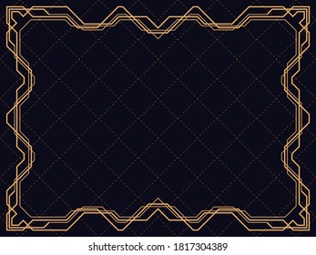 Art deco frame. Vintage linear border. Design a template for invitations, leaflets and greeting cards. The style of the 1920s - 1930s. Vector illustration