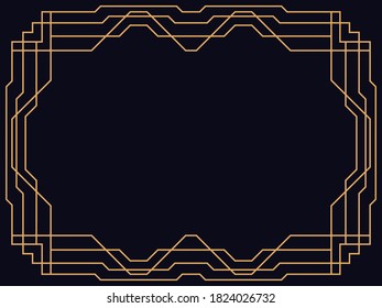 Art deco frame. Vintage linear border. Design a template for invitations, leaflets and greeting cards. The style of the 1920s - 1930s. Vector illustration