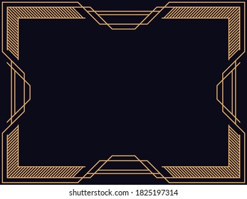 Art deco frame. Vintage linear border. Design a template for invitations, leaflets and greeting cards. The style of the 1920s - 1930s. Vector illustration