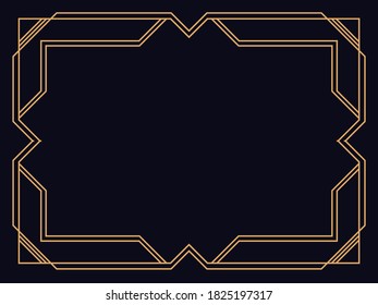 Art deco frame. Vintage linear border. Design a template for invitations, leaflets and greeting cards. The style of the 1920s - 1930s. Vector illustration