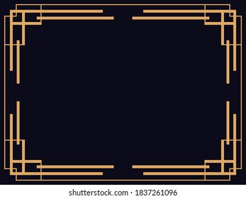 Art deco frame. Vintage linear border. Design a template for invitations, leaflets and greeting cards. The style of the 1920s - 1930s. Vector illustration