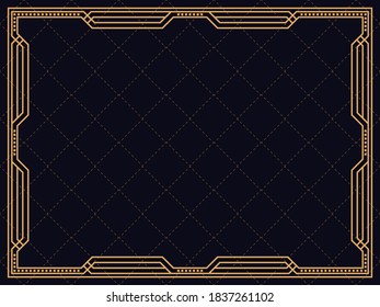 Art deco frame. Vintage linear border. Design a template for invitations, leaflets and greeting cards. The style of the 1920s - 1930s. Vector illustration