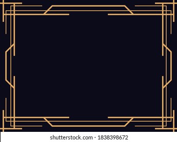 Art deco frame. Vintage linear border. Design a template for invitations, leaflets and greeting cards. The style of the 1920s - 1930s. Vector illustration