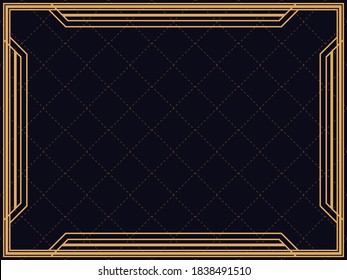 Art deco frame. Vintage linear border. Design a template for invitations, leaflets and greeting cards. The style of the 1920s - 1930s. Vector illustration