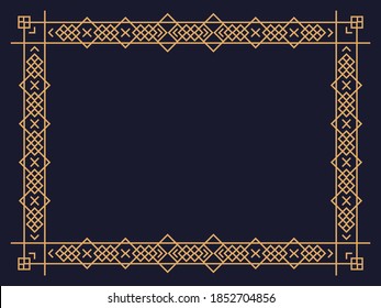Art deco frame. Vintage linear border. Design a template for invitations, leaflets and greeting cards. The style of the 1920s - 1930s. Vector illustration