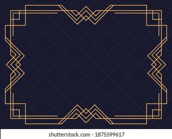 Art deco frame. Vintage linear border. Design a template for invitations, leaflets and greeting cards. The style of the 1920s - 1930s. Vector illustration