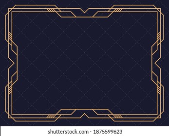 Art deco frame. Vintage linear border. Design a template for invitations, leaflets and greeting cards. The style of the 1920s - 1930s. Vector illustration