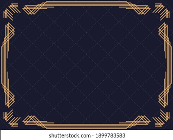Marco Art Déco. Borde lineal vintage. Diseñar una plantilla para invitaciones, folletos y tarjetas de felicitación. Marco geométrico dorado. El estilo de los años 20-30 Ilustración del vector