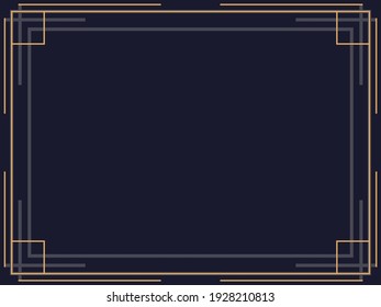 Art deco frame. Vintage linear border. Design a template for invitations, leaflets and greeting cards. Geometric golden frame. The style of the 1920s - 1930s. Vector illustration