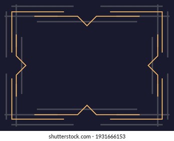 Art deco frame. Vintage linear border. Design a template for invitations, leaflets and greeting cards. Geometric golden frame. The style of the 1920s - 1930s. Vector illustration