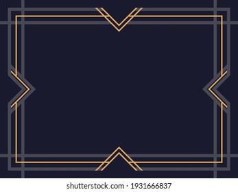 Art deco frame. Vintage linear border. Design a template for invitations, leaflets and greeting cards. Geometric golden frame. The style of the 1920s - 1930s. Vector illustration