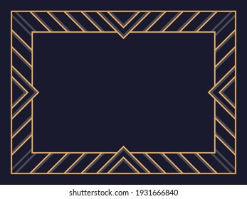 Marco Art Déco. Borde lineal vintage. Diseñar una plantilla para invitaciones, folletos y tarjetas de felicitación. Marco geométrico dorado. El estilo de los años 20-30 Ilustración del vector