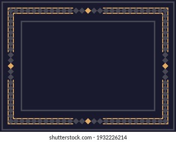 Art deco frame. Vintage linear border. Design a template for invitations, leaflets and greeting cards. Geometric golden frame. The style of the 1920s - 1930s. Vector illustration