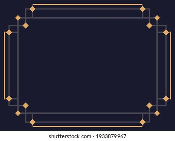 Marco Art Déco. Borde lineal vintage. Diseñar una plantilla para invitaciones, folletos y tarjetas de felicitación. Marco geométrico dorado. El estilo de los años 20-30 Ilustración del vector