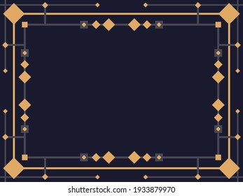 Art deco frame. Vintage linear border. Design a template for invitations, leaflets and greeting cards. Geometric golden frame. The style of the 1920s - 1930s. Vector illustration