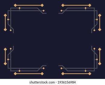Art-Deco-Rahmen. Vintage lineare Grenze. Entwerfen Sie eine Vorlage für Einladungen, Faltblätter und Grußkarten. Geometrischer goldener Rahmen. Der Stil der 1920er bis 1930er Jahre. Vektorgrafik