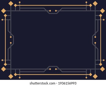 Art deco frame. Vintage linear border. Design a template for invitations, leaflets and greeting cards. Geometric golden frame. The style of the 1920s - 1930s. Vector illustration