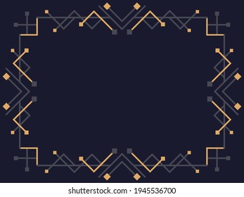 Art deco frame. Vintage linear border. Design a template for invitations, leaflets and greeting cards. Geometric golden frame. The style of the 1920s - 1930s. Vector illustration