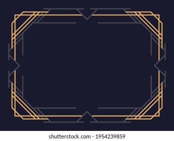 Marco Art Déco. Borde lineal vintage. Diseñar una plantilla para invitaciones, folletos y tarjetas de felicitación. Marco geométrico dorado. El estilo de los años 20-30 Ilustración del vector