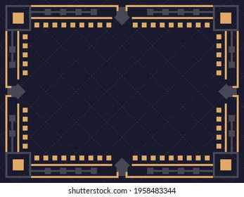 Art deco frame. Vintage linear border. Design a template for invitations, leaflets and greeting cards. Geometric golden frame. The style of the 1920s - 1930s. Vector illustration