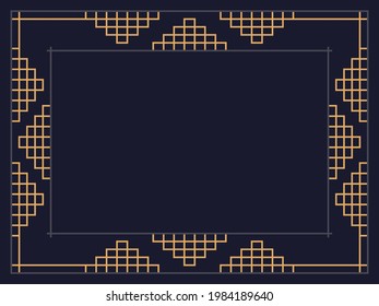 Art deco frame. Vintage linear border. Design a template for invitations, leaflets and greeting cards. Geometric golden frame. The style of the 1920s - 1930s. Vector illustration
