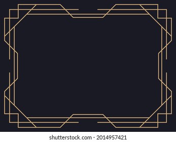 Art deco frame. Vintage linear border. Design a template for invitations, leaflets and greeting cards. Geometric golden frame. The style of the 1920s - 1930s. Vector illustration