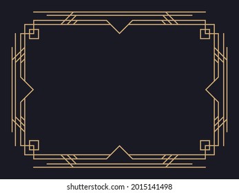 Marco Art Déco. Borde lineal vintage. Diseñar una plantilla para invitaciones, folletos y tarjetas de felicitación. Marco geométrico dorado. El estilo de los años 20-30 Ilustración del vector