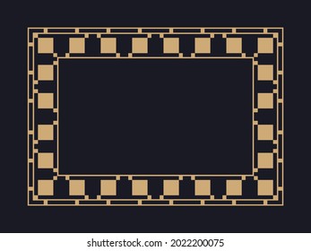 Marco Art Déco. Borde lineal vintage. Diseñar una plantilla para invitaciones, folletos y tarjetas de felicitación. Marco geométrico dorado. El estilo de los años 20-30 Ilustración del vector