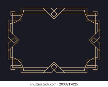 Marco Art Déco. Borde lineal vintage. Diseñar una plantilla para invitaciones, folletos y tarjetas de felicitación. Marco geométrico dorado. El estilo de los años 20-30 Ilustración del vector