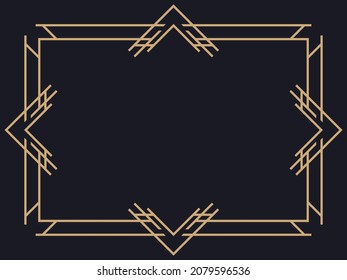 Marco Art Déco. Borde lineal vintage. Diseñar una plantilla para invitaciones, folletos y tarjetas de felicitación. Marco geométrico dorado. El estilo de los años 20-30 Ilustración del vector