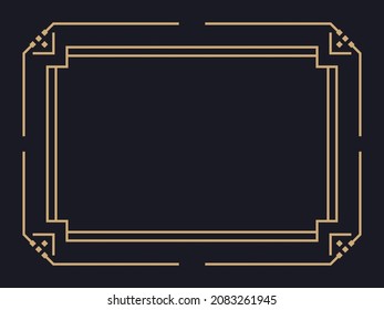 Marco Art Déco. Borde lineal vintage. Diseñar una plantilla para invitaciones, folletos y tarjetas de felicitación. Marco geométrico dorado. El estilo de los años 20-30 Ilustración del vector