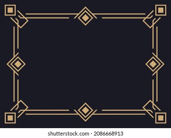 Marco Art Déco. Borde lineal vintage. Diseñar una plantilla para invitaciones, folletos y tarjetas de felicitación. Marco geométrico dorado. El estilo de los años 20-30 Ilustración del vector