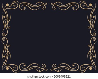 Art deco frame. Vintage linear border with curlicues. Art Nouveau design a template for invitations, leaflets and greeting cards. The style of the 1920s - 1930s. Vector illustration