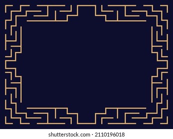 Art deco frame. Vintage linear border. Design a template for invitations, leaflets and greeting cards. The style of the 1920s - 1930s. Vector illustration