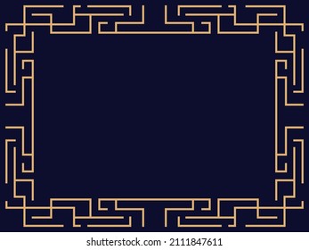 Art deco frame. Vintage linear border. Design a template for invitations, leaflets and greeting cards. The style of the 1920s - 1930s. Vector illustration