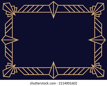 Art deco frame. Vintage linear border. Design a template for invitations, leaflets and greeting cards. The style of the 1920s - 1930s. Vector illustration