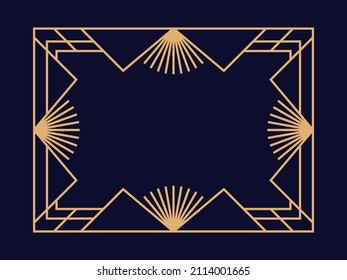 Art deco frame. Vintage linear border. Design a template for invitations, leaflets and greeting cards. The style of the 1920s - 1930s. Vector illustration