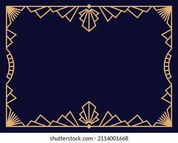 Art deco frame. Vintage linear border. Design a template for invitations, leaflets and greeting cards. The style of the 1920s - 1930s. Vector illustration