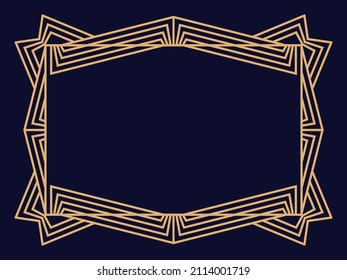 Art deco frame. Vintage linear border. Design a template for invitations, leaflets and greeting cards. The style of the 1920s - 1930s. Vector illustration